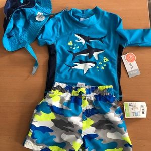 Baby boy summer swimwear set NWT 3-6 months w/hat